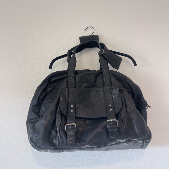 Rustic Town Black Leather Duffel Bag Casanova Travel - Picture 2 of 13